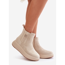 Stivali Slip-On Da Donna Con Plateau Con Spilla, Eco Camoscio, Ciatheia Beige Chiaro 1