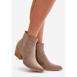 Stivali da cowboy coibentati in ecopelle scamosciata con cerniera, Virtris beige scuro 1