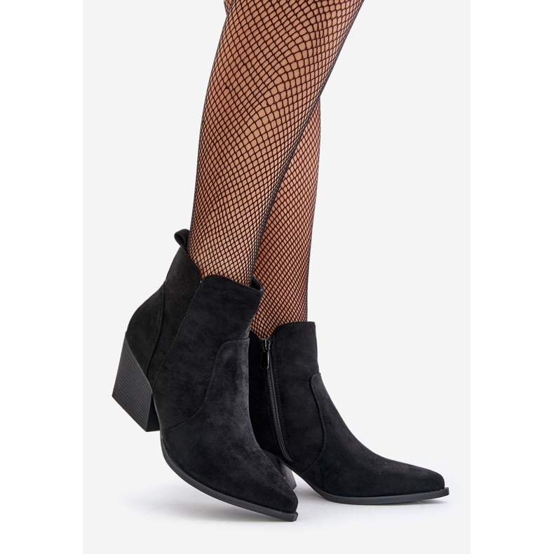 Stivali da cowboy isolati in ecopelle scamosciata con cerniera, Virtris neri nero 1