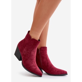 Stivali da cowboy isolati in ecopelle scamosciata con cerniera, Virtris bordeaux rosso 1