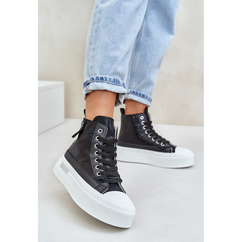 Sneakers Alte da Donna con Plateau Nere Averira nero 2