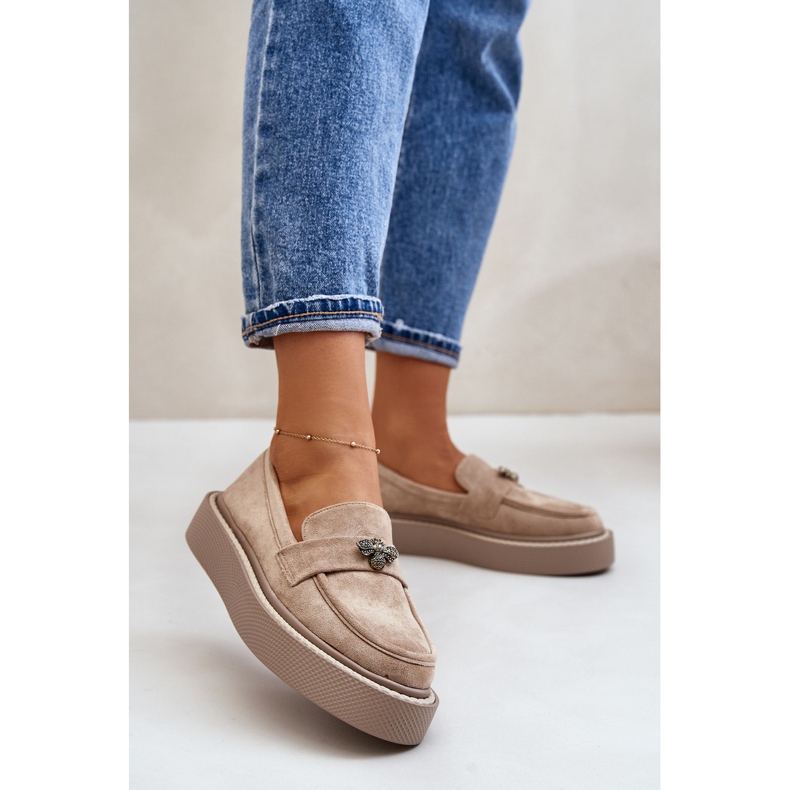 Mocassini con plateau beige da donna Erithine 2