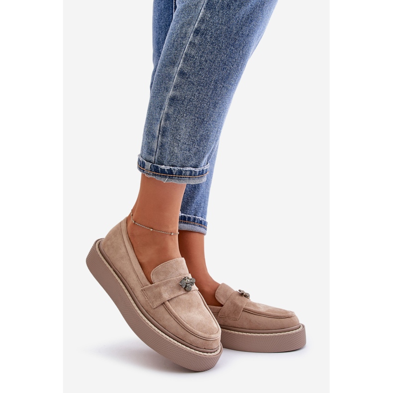 Mocassini con plateau beige da donna Erithine 1