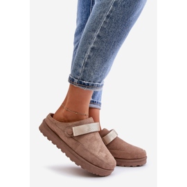 Infradito da Donna con Plateau Foderate in Pelliccia, Azida Marrone beige 1