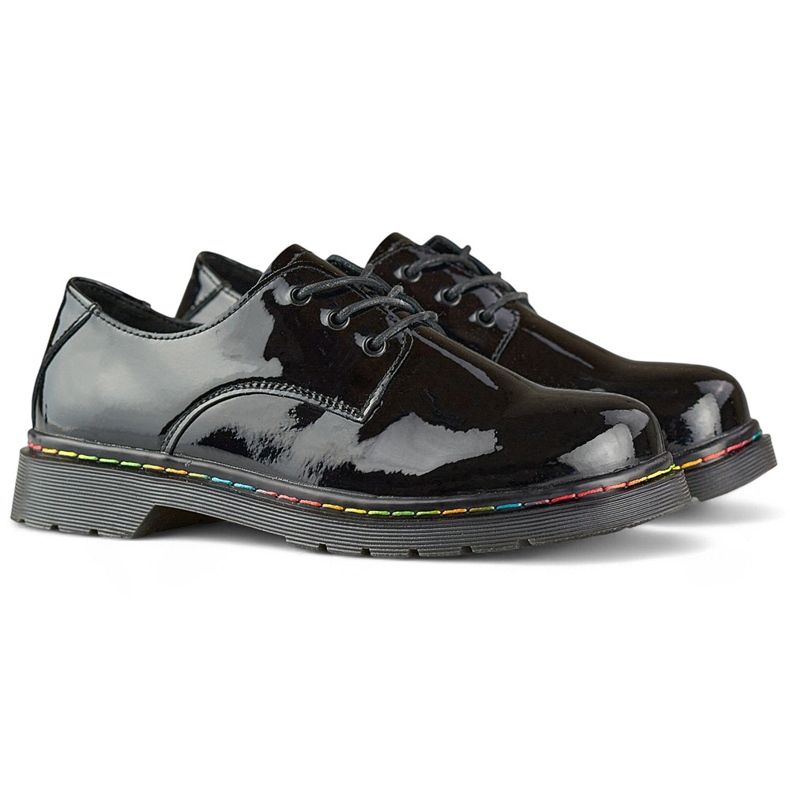 Oxford da donna in vernice nera, pelle naturale nero 1