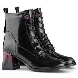 Stivaletti stringati, eleganti stivaletti in vernice nero 1