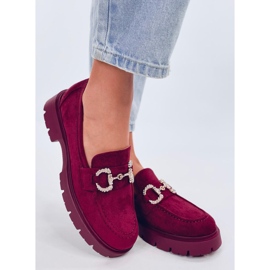 Mocassini Karins con fibbia in camoscio color vino rosso 1