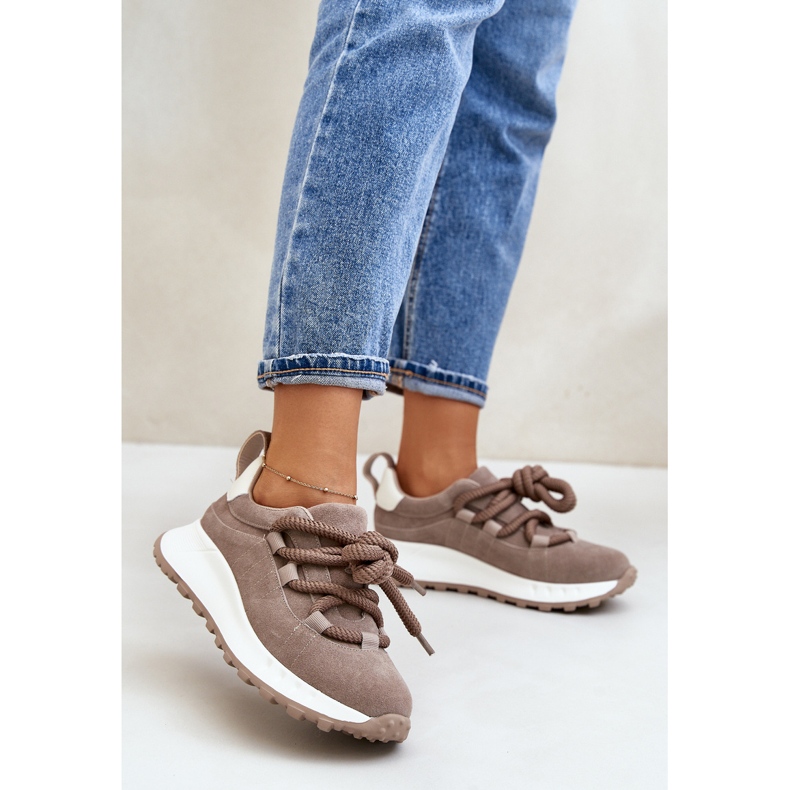 Sneakers da Donna in Camoscio Con Allacciatura Spessa Artiker 54C1409 Beige 2