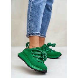 Sneakers da donna in pelle scamosciata con allacciatura spessa Artiker 55C0099 Verde 2