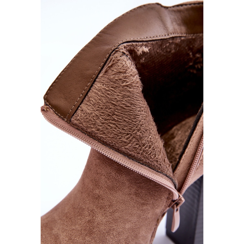 Stivali con tacco alto in pelle scamosciata Liani Beige 1