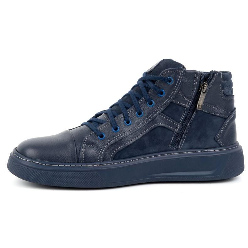 Olivier Scarpe da uomo in pelle, sneakers invernali 886K, blu navy 1