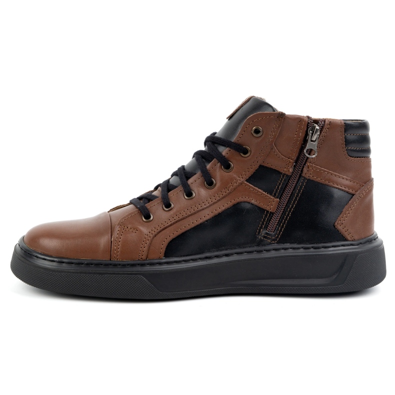 KOMODO Scarpe da uomo in pelle, sneakers invernali 886K, marrone 1