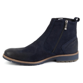 KOMODO Stivaletti invernali da uomo in pelle 924K, blu navy 1