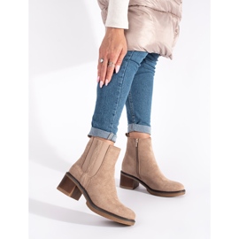 Seastar Stivaletti Chelsea in camoscio beige con tacco alto 1