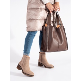 Seastar Stivaletti Chelsea in camoscio beige con tacco alto 2
