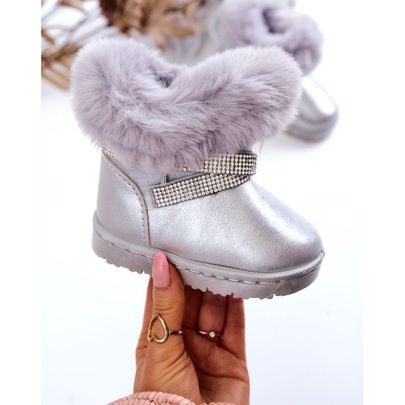 Stivali da neve per bambini Silver Hollee con zirconi argento 1