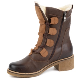 Olivier Eleganti stivali in pelle da donna isolati con lana marrone scuro 317BB 1