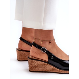Sandali con zeppa in vernice da donna Sergio Leone SK301 Neri nero 3