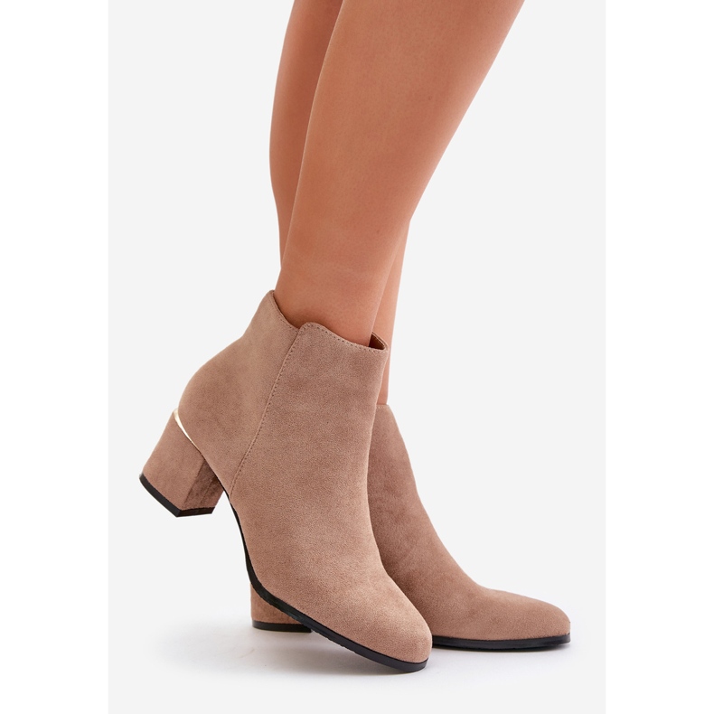 Stivaletti con tacco alto in eco suede, chiusi con cerniera, Sairis Beige Scuro 1