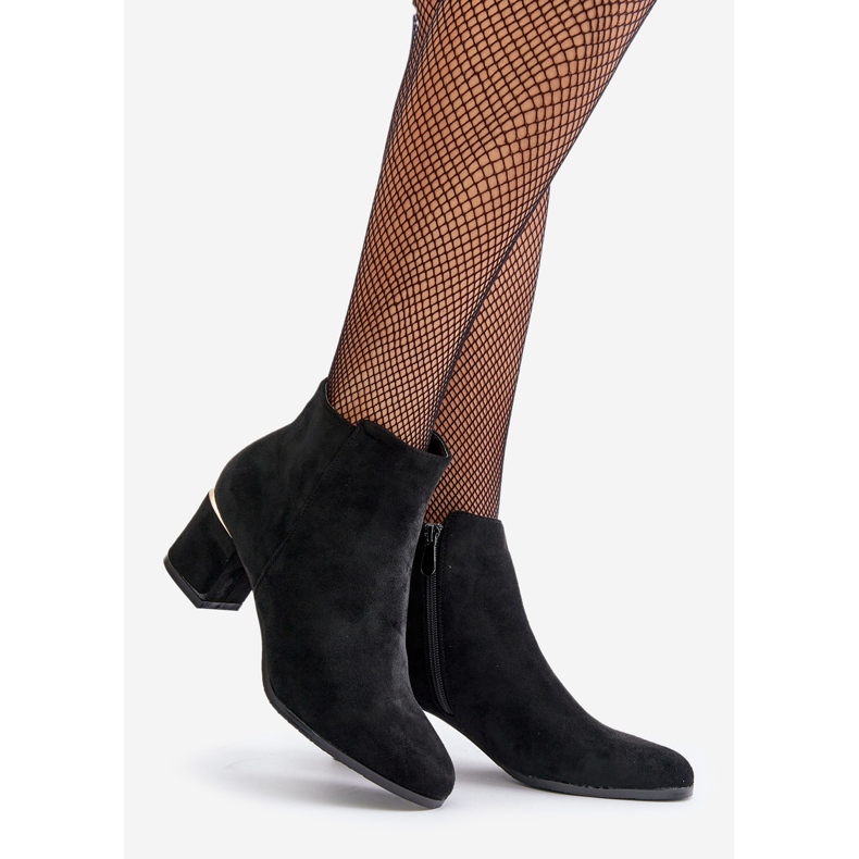 Stivaletti con tacco alto in eco suede, chiusi con cerniera, Sairis Nero 1