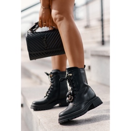 Stivali Worker Da Donna In Eco Pelle Con Spille Nero Rianael 2