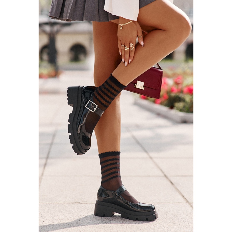 Scarpe da donna in vernice con fibbia, Plikuria Nero 2