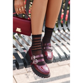 Scarpe Da Donna Con Cinturini Vernice Bordeaux Terione rosso 2