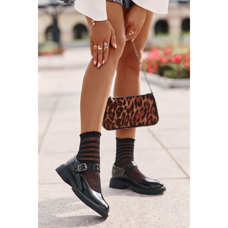 Scarpe da donna in vernice con cintura, Nero Vinceza 62179 1