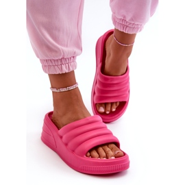 Infradito da donna leggere in schiuma con zeppa e plateau, Tendrea Fucsia rosa 1