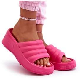 Infradito da donna leggere in schiuma con zeppa e plateau, Tendrea Fucsia rosa 4