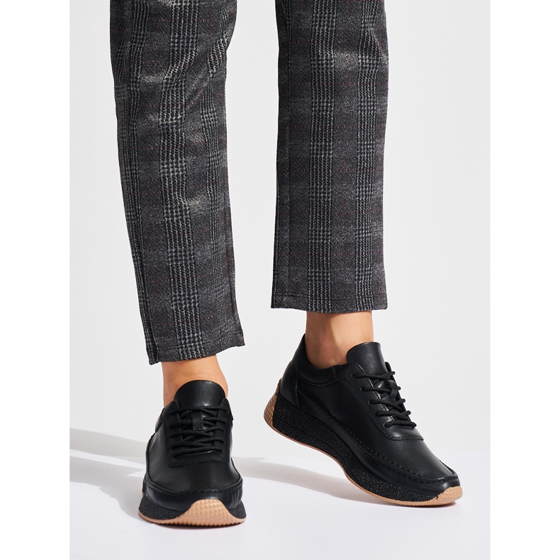 Sergio Leone Scarpe sportive da donna in pelle nera nero 1