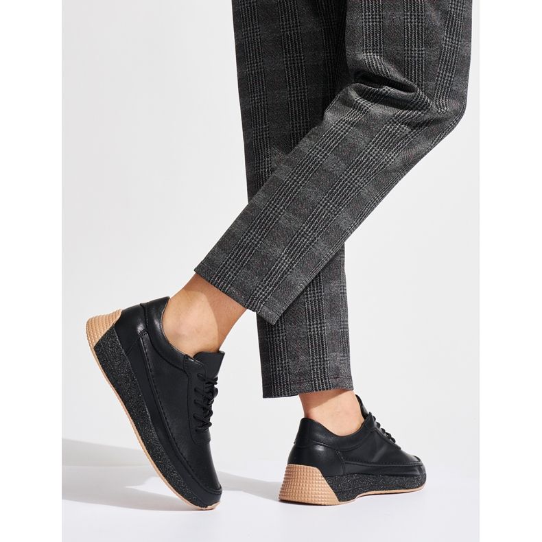 Sergio Leone Scarpe sportive da donna in pelle nera nero 2