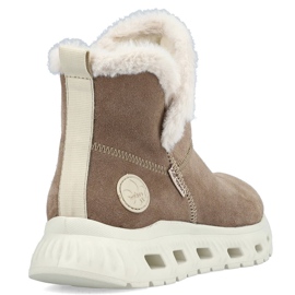 Stivaletti da donna in pelle impermeabile, stivali da neve beige Rieker M6050-64 1
