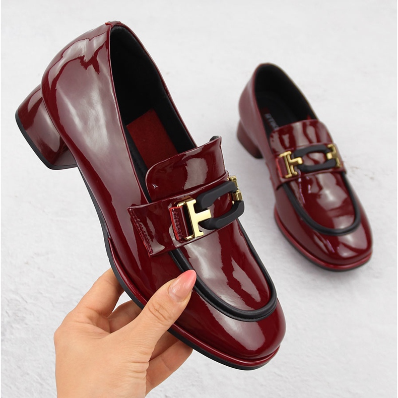 Scarpe da lord da donna in pelle, bordeaux, Artiker 55C0103 rosso 1