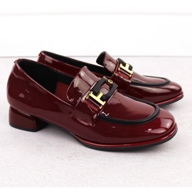 Scarpe da lord da donna in pelle, bordeaux, Artiker 55C0103 rosso 2