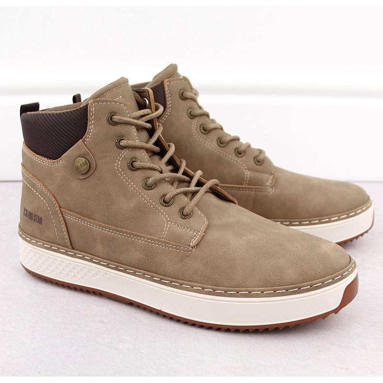 Sneakers alte da uomo marroni Big Star OO174560 beige 1
