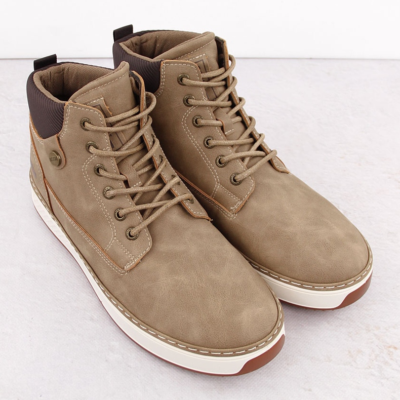 Sneakers alte da uomo marroni Big Star OO174560 beige 2