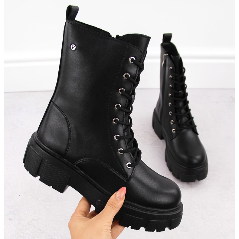 Stivali da lavoro da donna in pelle nera Filippo DBT4759 nero 1