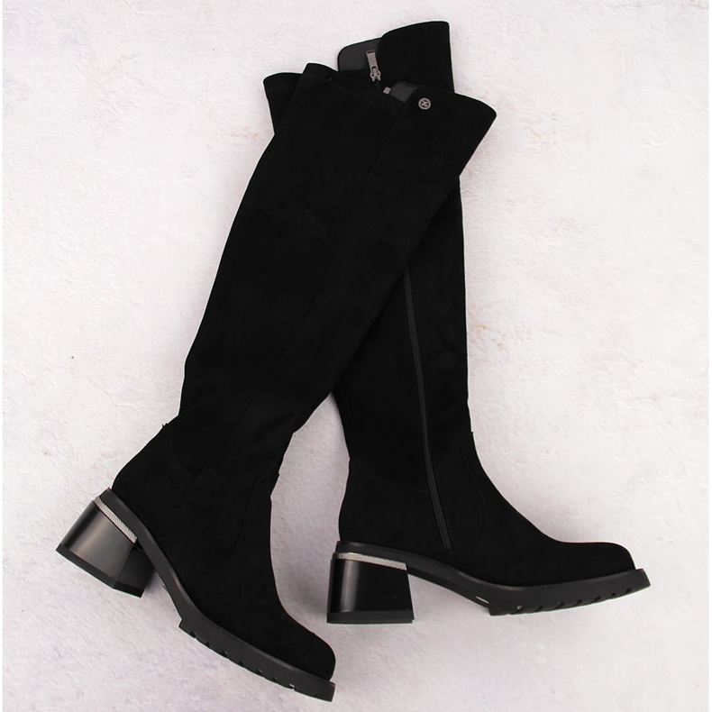 Stivali da donna in camoscio nero S.Barski JC42-81 1