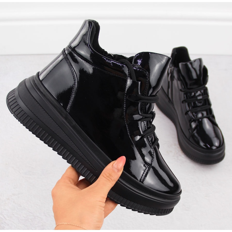 Stivali neri isolanti in pelle verniciata da donna Artiker 55C1049 nero 1