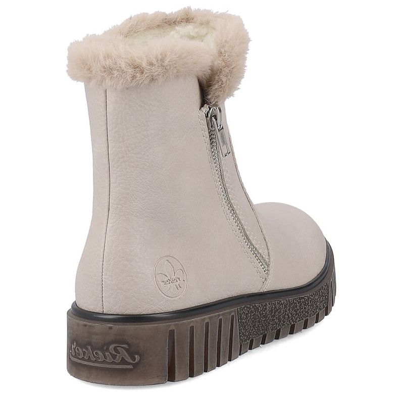 Stivali da donna beige con pelliccia Rieker Y3481-60 1