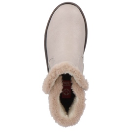 Stivali da donna beige con pelliccia Rieker Y3481-60 2