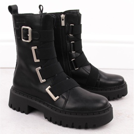 Stivali da lavoro da donna in pelle, neri Big Star OO274A256 nero 2