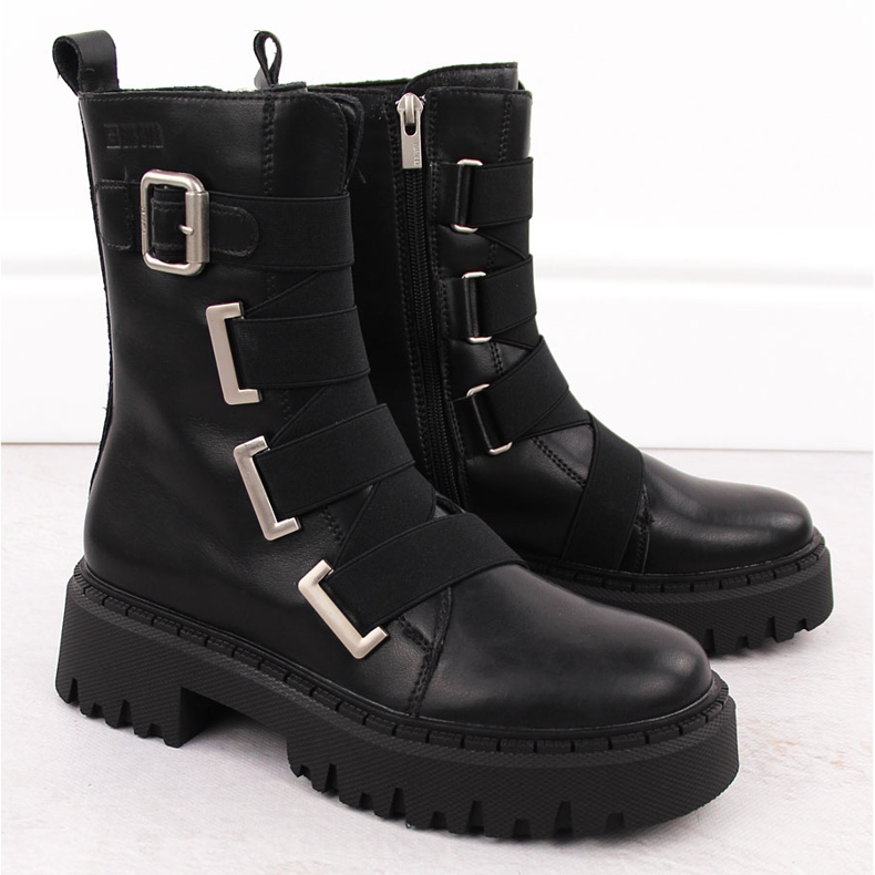 Stivali da lavoro da donna in pelle, neri Big Star OO274A256 nero 2