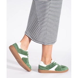Goodin Sneakers da donna in pelle verde e bianca 2