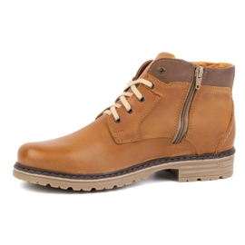 Polbut Scarpe invernali da uomo, in pelle, stivaletti isolanti J35S, marrone cammello 1