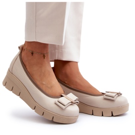 Lewski Shoes Ballerine in pelle su plateau con decorazione, Crema Lewski 3384 beige 4
