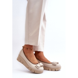 Lewski Shoes Ballerine in pelle su plateau con decorazione, Crema Lewski 3384 beige 1