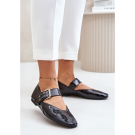 Ballerine di vernice con cinturino, Azirae Nera nero 2