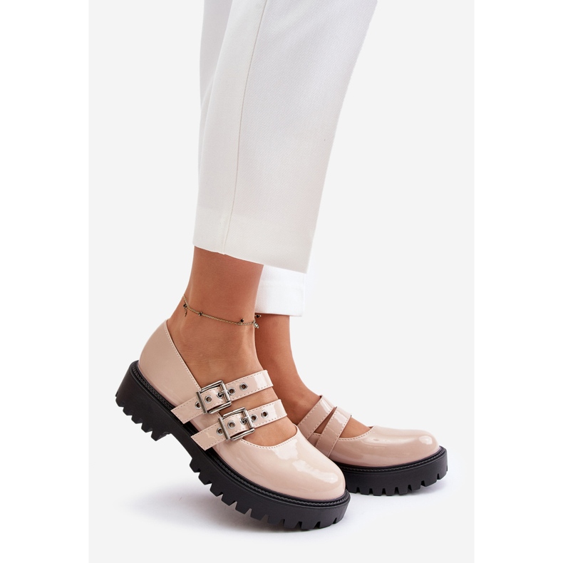 Scarpe Da Donna Con Cinturini In Vernice Beige Terione 1